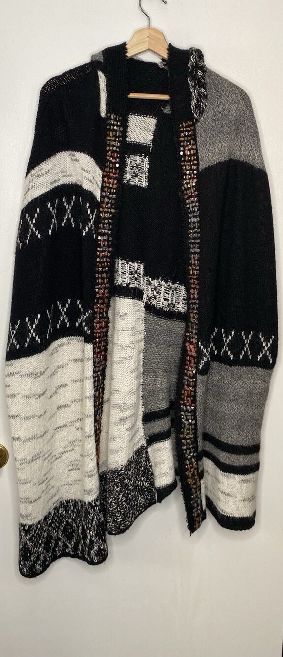 Free People Long Hooded Sweater Vest - XS/S (One Size Fits Most) Boho